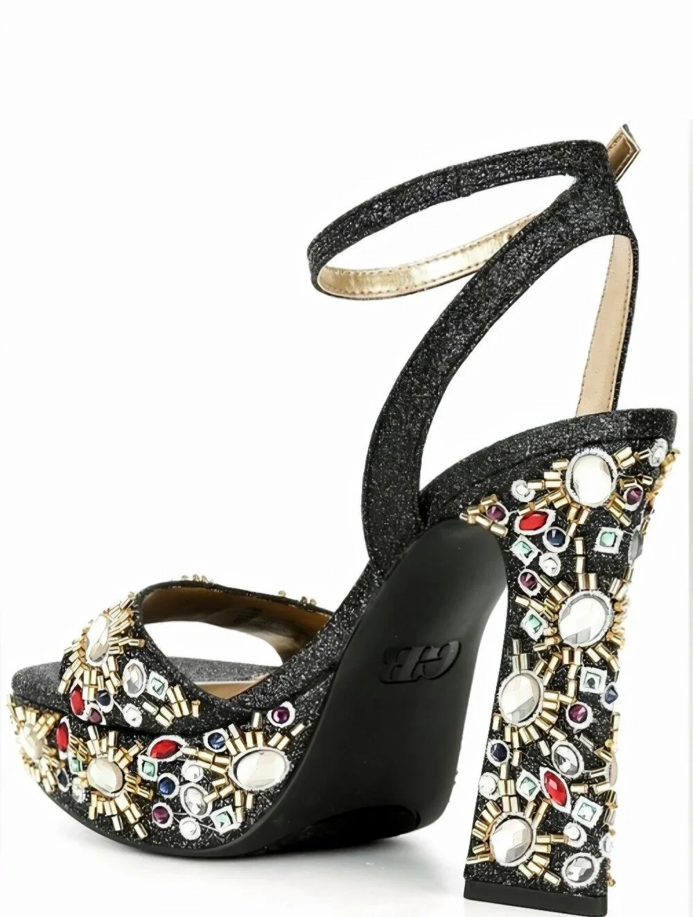 Gianni Bini Enchant-Ment Beaded Jewel Ornamented Platform Dress Sandals 7.5
